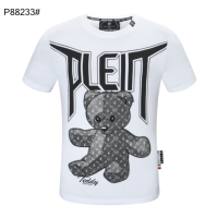 ที่มีคุณภาพสูงผู้ชาย Philipp Plein เพชรพิมพ์ตุ๊กตาหมีผ้าฝ้ายแขนสั้นเสื้อยืด PP เสื้อเย็นประเดิม