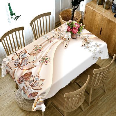3D Butterfly Flower Printing Rectangular Tablecloths for Table Wedding Decoration Coffee Tables Anti-stain Tablecloth Decor