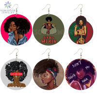 SOMESOOR Soul Woman Black Girl Magic African Wooden Drop Earrings Afro Natural Hair Design Printed Wood Jewelry For Women Gifts