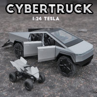 1:24 Tesla Cybertruck Truck Alloy Car Model Diecasts Vehicles Pickup Motorcycle Car Decoration Kid Boys Toys Christ. Gifts