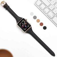 Slim &amp; Thin Leather Band for Apple Watch 38mm 40mm 41mm Colorful Replacement Wristband Strap for iWatch SE &amp; Series 8/7/6/5/4/3 Straps