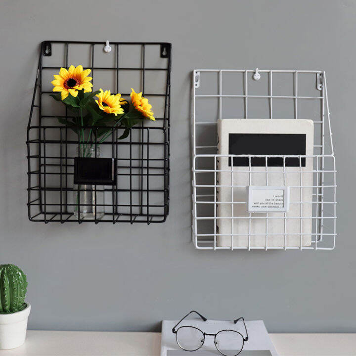 metal-mesh-wire-shelf-hanging-folder-mail-document-organizer-newspaper-magazine-storage-shelf-wall-shelves