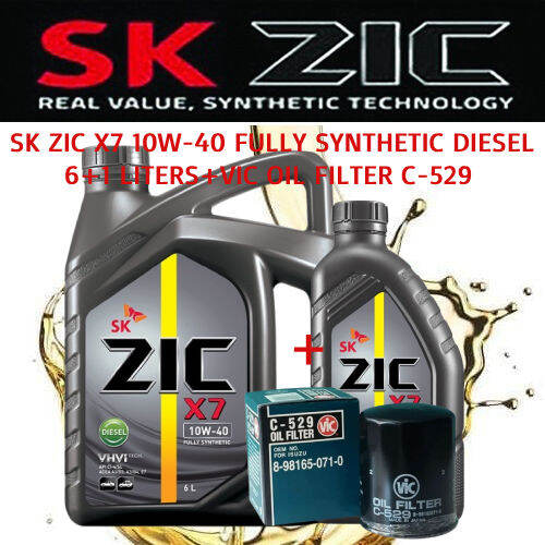 SK ZIC 10W-40 FULLY SYNTHETIC DIESEL 7 LITERS+VIC OIL FILTER C-529 ...