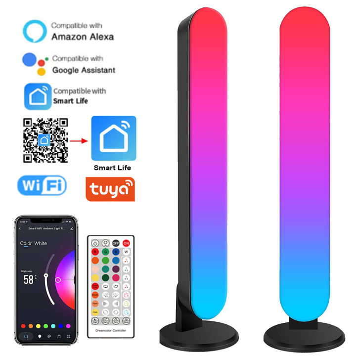 tuya-สมาร์ทไฟ-led-บาร์-rgb-ambient-ไฟแสดงอารมณ์ขาตั้งไฟ-led-มุมโคมไฟข้างเตียงสำหรับทีวีเกมพีซีปาร์ตี้ห้องนั่งเล่นตกแต่ง