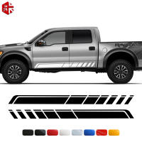 2Pcs Racing Sport Stripes Decals รถประตูด้านข้างกระโปรง Rocker แผงสติกเกอร์สำหรับ Ford F-Series F150 F-150 2015-2022