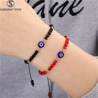 Amulet Evil Nazar Eye Bracelet Handmade Rope Stainless Steel Bead Crystal Bracelets for Women Valentines Day Gift Emo Jewelry