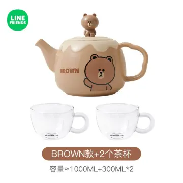 Line Friends Brown Sally Kawaii Teapot Ceramic Kettle Large Capacity  Drinking Cup Christmas Gift Tea Set Anime Cute Cartoon Gift - AliExpress