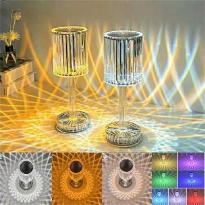 Rechargeable Diamond Crystal Table Lamp Acrylic Desk Decor Atmosphere Lamp LED Bedside Night Light For Bedroom/Living Room Night Lights