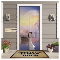 【LZ】 Lake Water Moon Black Swan Magnetic Mosquito Screen Door Curtain Anti Insect Door Mesh Automatic Closing Kitchen Curtain Panels