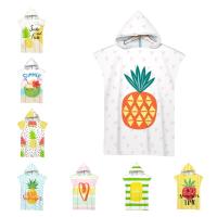 【CC】 Microfiber Fruits Printed Kids with Cloak Adult Beach Changing Robe Poncho Dry Hooded Bathrobe