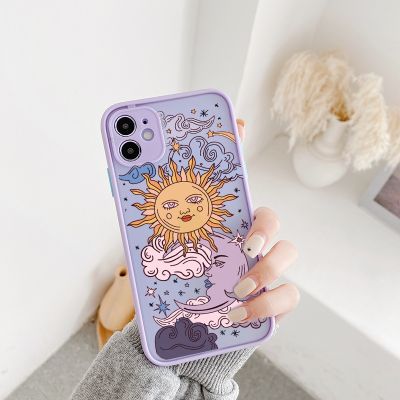 （cold noodles） JAMULAR ตลก Sun Moon Face เคสโทรศัพท์กันกระแทกสำหรับ iPhone 13 12 11 Pro 7 XS MAX X XR SE20 8 Plus TPU Matte Candy ฝาหลัง