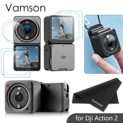 2pcs Tempered Glass Screen Protector Cover for DJI Action 2 Camera Protective Silicone Case for DJI Action 2 Accessories