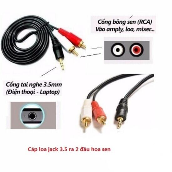 Dây nối từ điện thoại ra loa - dây loa 1 ra 2 - dây loa 3.5 ra jack av rca - ảnh sản phẩm 3