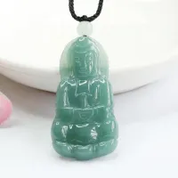 เกรด A พม่า Jadeite เจ้าแม่กวนอิมพระโพธิสัตว์จี้ด้วยเชือกโซ่พม่าสีฟ้าน้ำหยกถล่ม Shvara เสน่ห์พระเครื่องสร้อยคอ