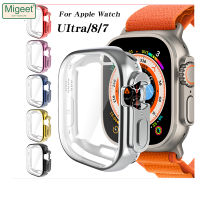 Migeet 360นาฬิกาอัลตร้าเคสสำหรับ Apple Watch ใสนุ่มพิเศษ49มม. 45มม. 41มม. 44มม. 40มม. 42มม. 38มม. ฝาครอบป้องกัน TPU แบบเต็มรูปแบบปกป้องหน้าจอสำหรับ Apple Watch Series 8 7 6 5 4 3 2 1 SE