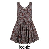 iCONiC BROWN PAPA FLOWERS DRESS #9065 ชุดเดรสสสั้น ผ้ายืด เอวรูด อก34" ยาว30" เดรสแฟชั่น เดรสออกงาน เดรสสั้น เดรสทำงาน เดรสงานแต่ง เดรสไฮโซ เดรสหรู