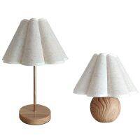 【YD】 Designs Wood Table Lamp with 3 Color lamp Korean style Round Bedside Desk lamps for Bedrooms decoration