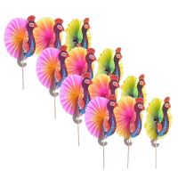 50pcs Creative Cocktail Toppers Decorative Fruit Toothpicks Peacock Cocktail Decoration Fruit Stick (Assorted Color)