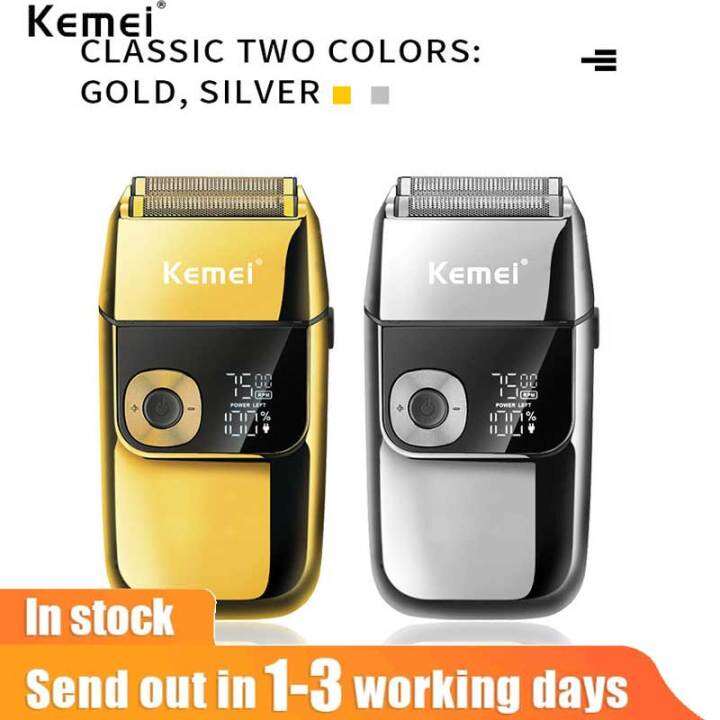 Kemei Electric Foil Shavers for Men All Metal 2 in 1 Foil Trimmer LED
