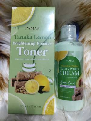 เซตคู่จิ้น ทานาคา โทนเนอร์+ทานาคาครีม Pama Tanaka Lemon Brightening Bosster Toner 500 Ml 1 ขวด+ Pama Tanaka Lemon Extra White Cream 300 Ml 1ขวด