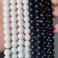 2023 Wholesale Natural Stone White Black Agates Dull Polish Matte Onyx Beads Round Beads for Jewelry Making DIY Bracelets 4-12mm 15"