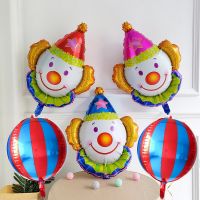 Mix 5Pcs Clown Balloons Carnival Circus Theme Decorations Happy Birthday Party Decoration 4D Red Blue Stripe Foil Helium Balloon Balloons