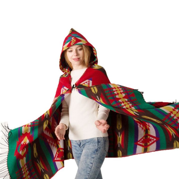 ผ้าคลุมปอนโชสำหรับผู้หญิง-ผ้าคลุมโอเวอร์ไซส์2023แฟชั่นใหม่ฤดูหนาวผ้าพันคอแคชเมียร์อบอุ่น