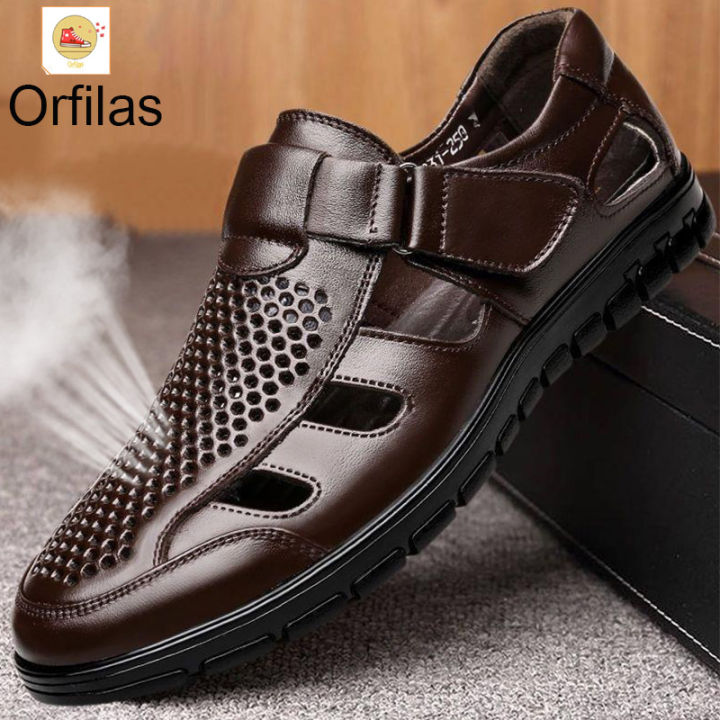 orfilas-รองเท้าแตะทํางานระบายอากาศสบาย-ๆ-ของผู้ชายที่มีรู-รองเท้าแตะรู-รองเท้าแตะ-pu-พื้นนุ่ม-สวมใส่สบาย-39-44