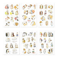 Korean Style Paper Hand Account Decorative Stickers Cartoon Cute Cat Kitty Adhesive Sticker Washi Stickers