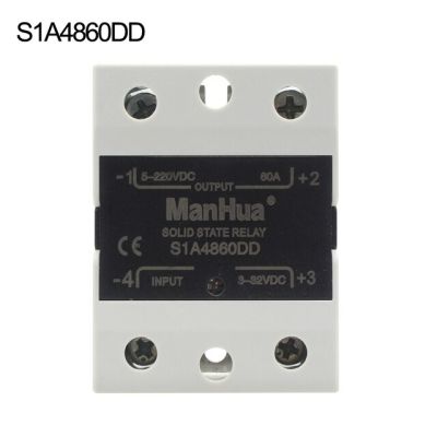 Manhua 10a Ssr/25a/40a/60a 3-32vdc อินพุต5-220vdc เอาต์พุตแบบเฟสเดียว Dc ไป Dc Ssr โมดูลโซลิดสเตทรีเลย์