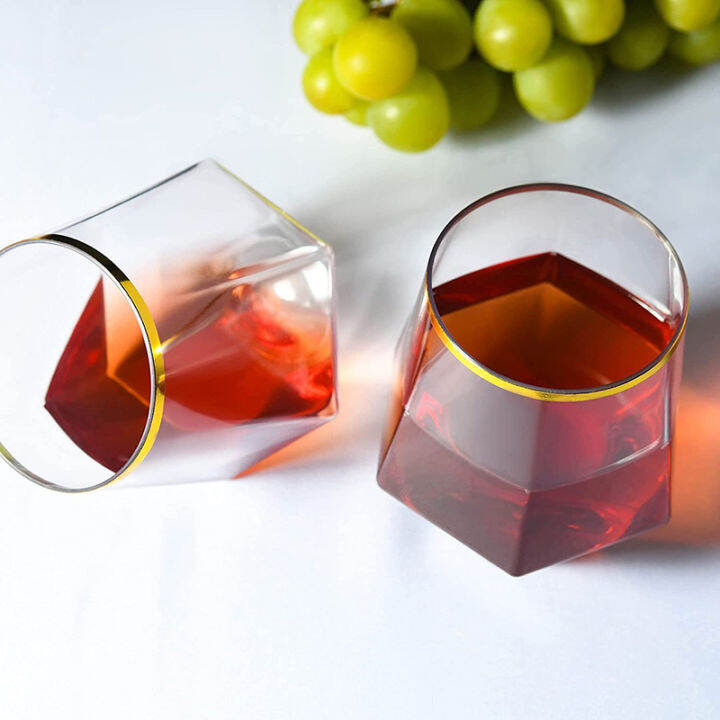 baoda-hexagonal-cup-360ml-แก้วไวน์งานแต่งงาน-dricated-transparent-cocktail-glass