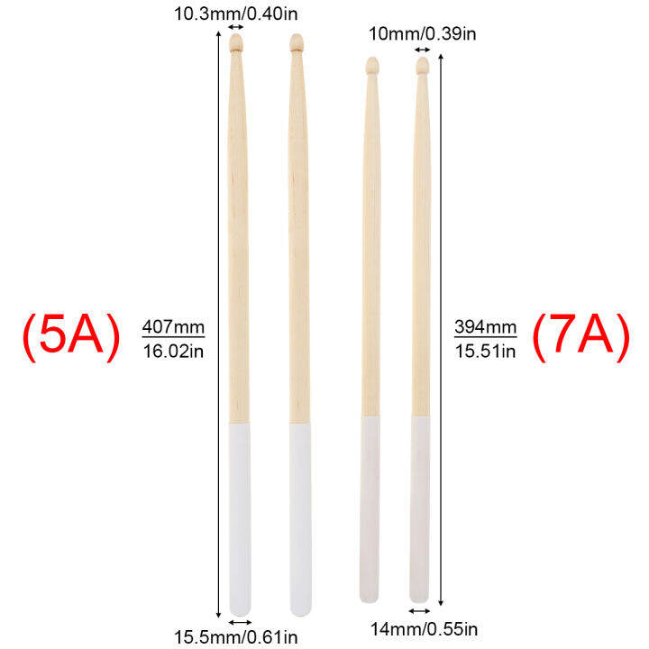 ไม้ตีกลองเมเปิ้ล5a-7a-1คู่ไม้กลองไม้มาพร้อมกับที่ครอบมือจับยางกันลื่น