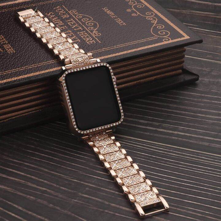 เคส-สายนาฬิกาสำหรับสายคาด-apple-watch-40มม-44มม-41มม-45มม-38มม-42มม-40มม-สายข้อมือโลหะเพชร-iwatch-series-8-3-5-6-se-7-carterfa