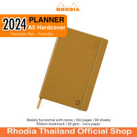 Rhodia Planner 2024 - Gold - Diary  A5 HardCover สมุดบันทึก ไดอารี่ สีทอง พร้อมปฎิทิน ประจำปี 2024 *Fountain Pen -Friendly