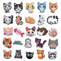 【YF】 25pcs Cat Pattern Shoe Decorations Charms for Clogs Jibtz Bubble Slides Sandals PVC Accessories