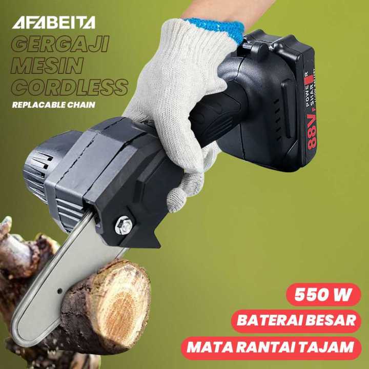 Gergaji Chainsaw Portable Listrik Rantai Elektrik Mini 24 Volt 88v