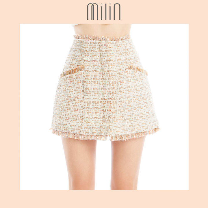 milin-high-waisted-tweed-mini-skirt-กระโปรงสั้นเอวสูงทรงเอ-interview-skirt