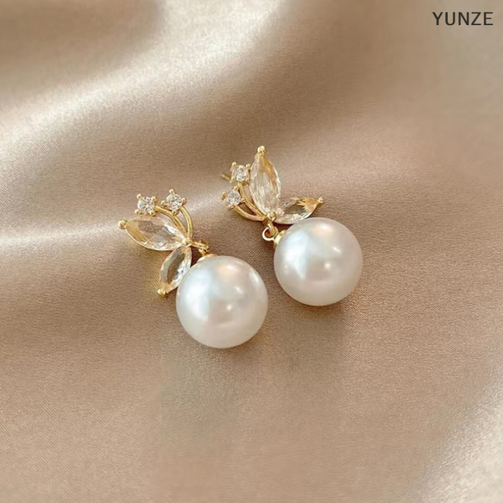 yunze-ต่างหูจี้ไข่มุกสวยใหม่อัญมณีแฟชั่นต่างหูผีเสื้อผู้หญิงหรูหรา