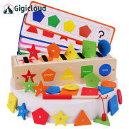 Gigicloud Kids Wooden Toys Block Sensory Sorting Exercise Box Shape Color