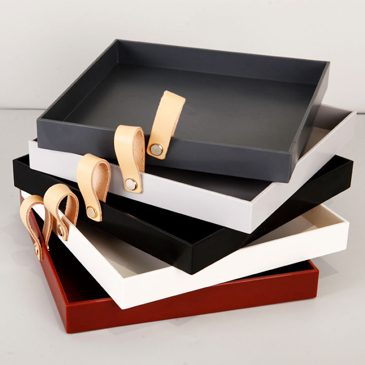 creative-square-ถาดเสิร์ฟสำหรับตกแต่งจานกาแฟเครื่องสำอาง-sundries-desktop-storage-แผ่น-handle-home-party-decor