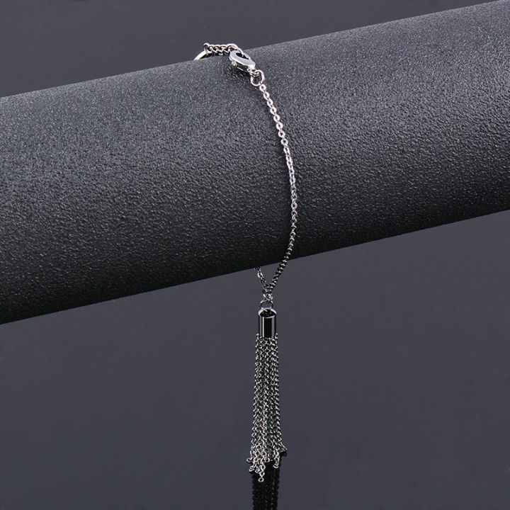 SINLEERY Punk Cool Tassels Drop Pendant Bracelet Women  New Jewelry Silver Color Metal Chain Accessories ZD1 SSH