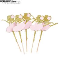 10PCS Gold Glitter Dancing Girl Ballerina Cupcake Toppers Cake Picks for Wedding Shower Party Bridal Birthday Party Decorations