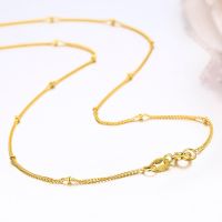 35-80cm 1mm Tiny 925 Sterling Silver w Gold Colour Beaded Curb Chain Choker Necklaces For Women Jewelry Kolye Collares Ketting