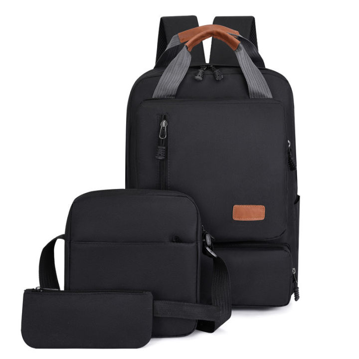 กระเป๋าคอมพิวเตอร์โน้ตบุ๊คสามชิ้นสำหรับผู้ชาย-ใหม่กระเป๋าเป้แฟชั่นสำหรับกระเป๋านักเรียนใส่โน๊ตบุ๊ค