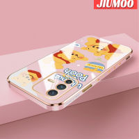 เคส JIUMOO สำหรับ Vivo V23 4G V23 5G S12 5G ช้อนส้อมมีดหมีพูห์การ์ตูน Winnie บางใหม่เคสโทรศัพท์ชุบหรูหราบางเคสป้องกันเลนส์กล้องคลุมทั้งหมดลวดลายเคสนิ่มซิลิโคนกันกระแทก