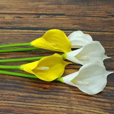 （HOT) Calla Lily ที่มีคุณภาพสูงรู้สึก PU ดอกไม้ปลอมขนาดใหญ่ดอกไม้พลาสติกตกแต่งห้องนั่งเล่นงานแต่งงานจัดดอกไม้