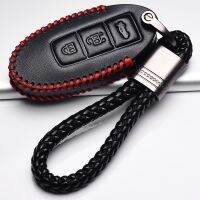 fgjfykjd Leather Car Key Case Cover For Nissan Tidda Livida X-Trail T31 T32 Qashqai March Juke Pathfinder Note GTR Keychain Ring Holder