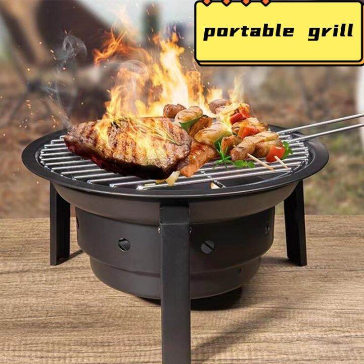 Outdoor Griller Charcoal Portable Barbecue Griller household small round camping picnic yard