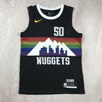 เสื้อเจอร์ซีย์ของแท้สำหรับผู้ชายสีดำ Denver Nuggets Jamal Murray &amp; Nikola Jokic &amp; Aaron Gordon &amp; Michael Porter Swingman