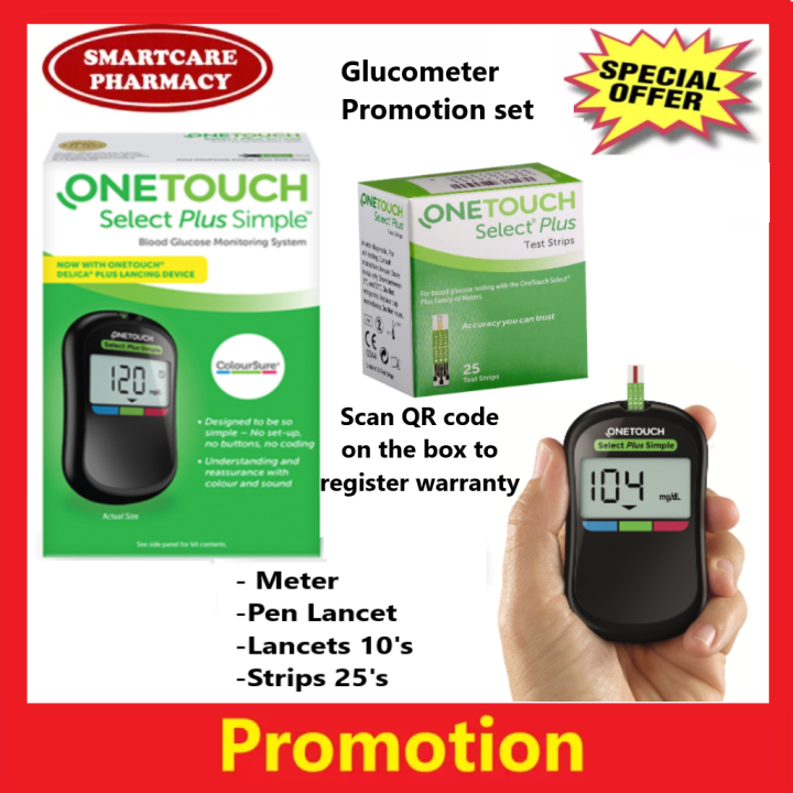 OneTouch Select Plus Blood Glucose Monitor Glucometer + Lancet 10’s+ ...